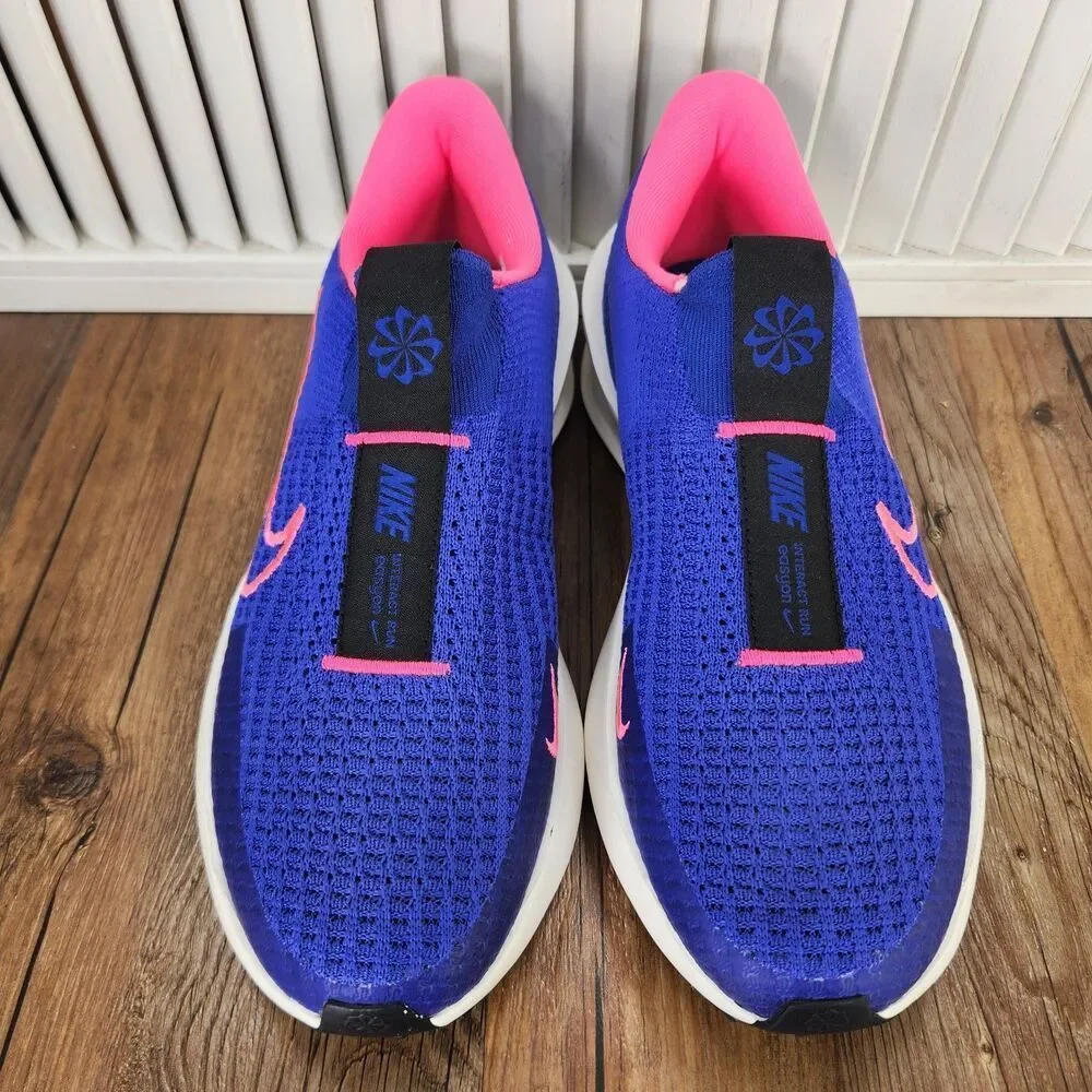 Nike Interact Run EasyOn Womens Sz 10 Blue Pink Slip On Running Shoes FV5591-500